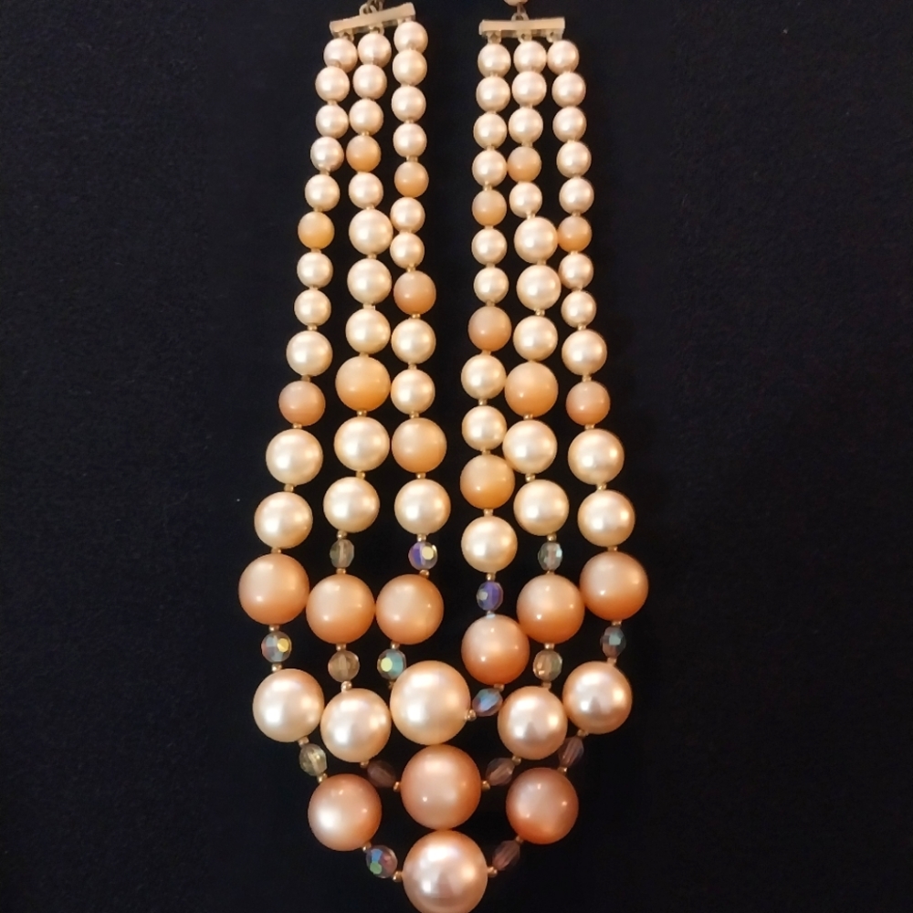 Vintage Butterscotch Beads with beaded crystal.